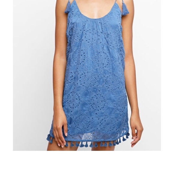 blue dress with tassels